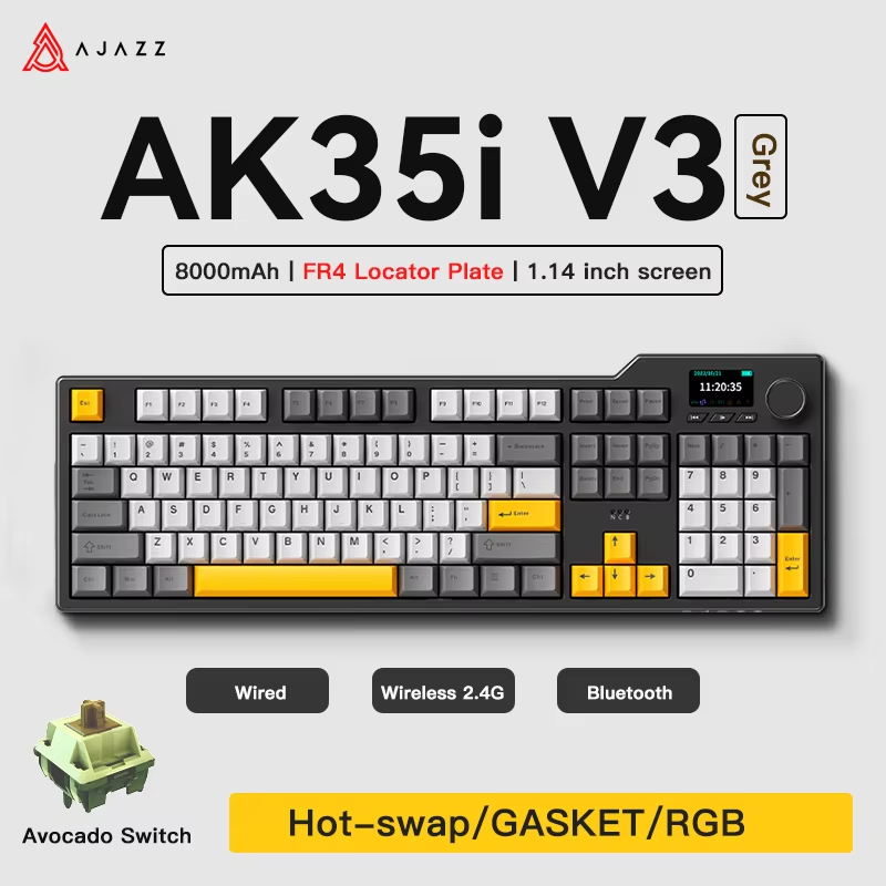 Gaming Keyboard And Mouse Combo Wireless - Ajazz AK35I V3/V4 MAX Tri-mode Keyboard