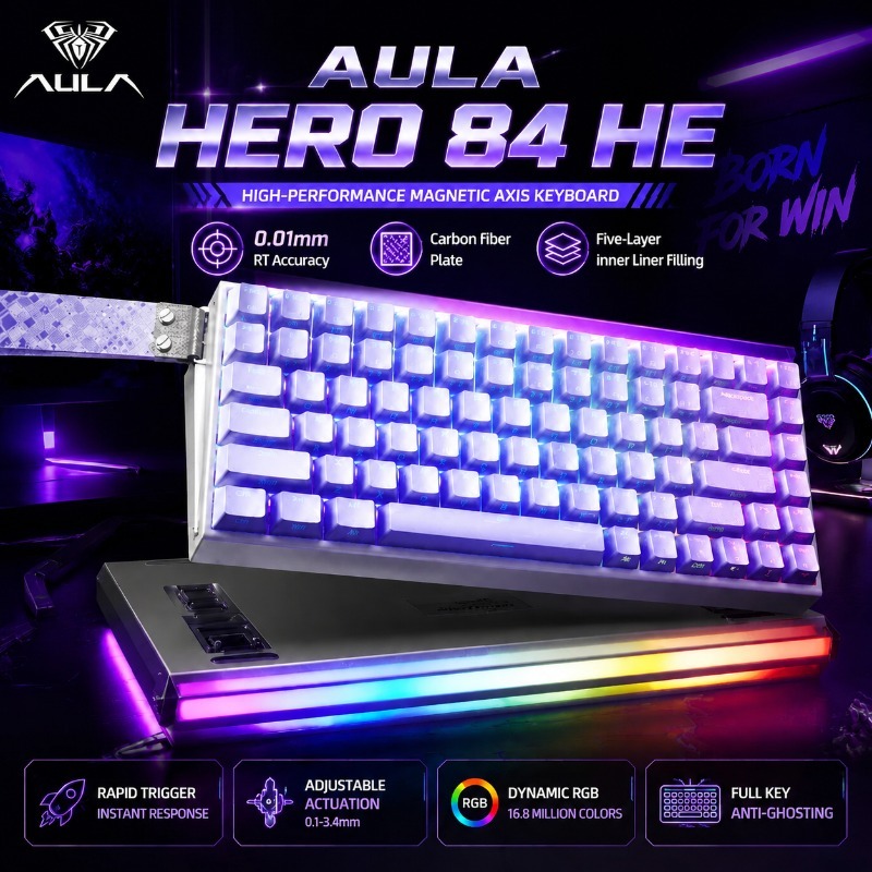 Gaming Keyboard No Rgb - AULA HERO84 Keyboard Gaming Mekanis Magnetik