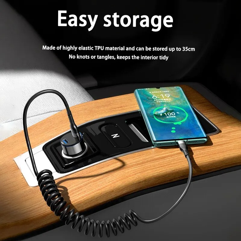 Kabel USB C ke USB C 5A Fast C - Coiled Usb Cable ulasan dan harga