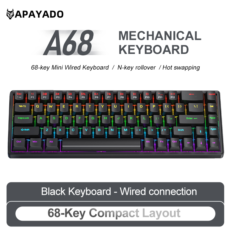 APAYADO A68 Keyboard Mekanis B - Gaming Keyboard Budget ulasan dan harga